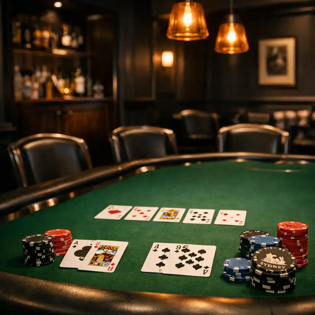 Physical green-felt poker table in Silverstacklounge's card poker room